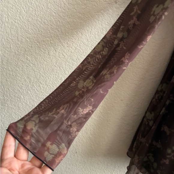 Urban Outfitters Diana Ruched Cut-Out Playsuit Floral Long Sleeve Romper M - Picture 8 of 16